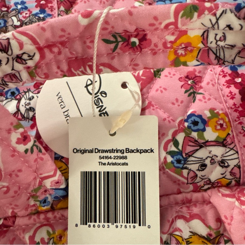 Vera Bradley x Disney The Aristocats, the Original Drawstring Backpack NWT - Picture 4 of 8